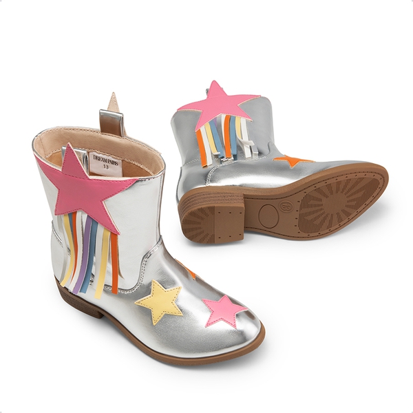 Kids Star Tassel Cowgirl Boots - SILVER - 4